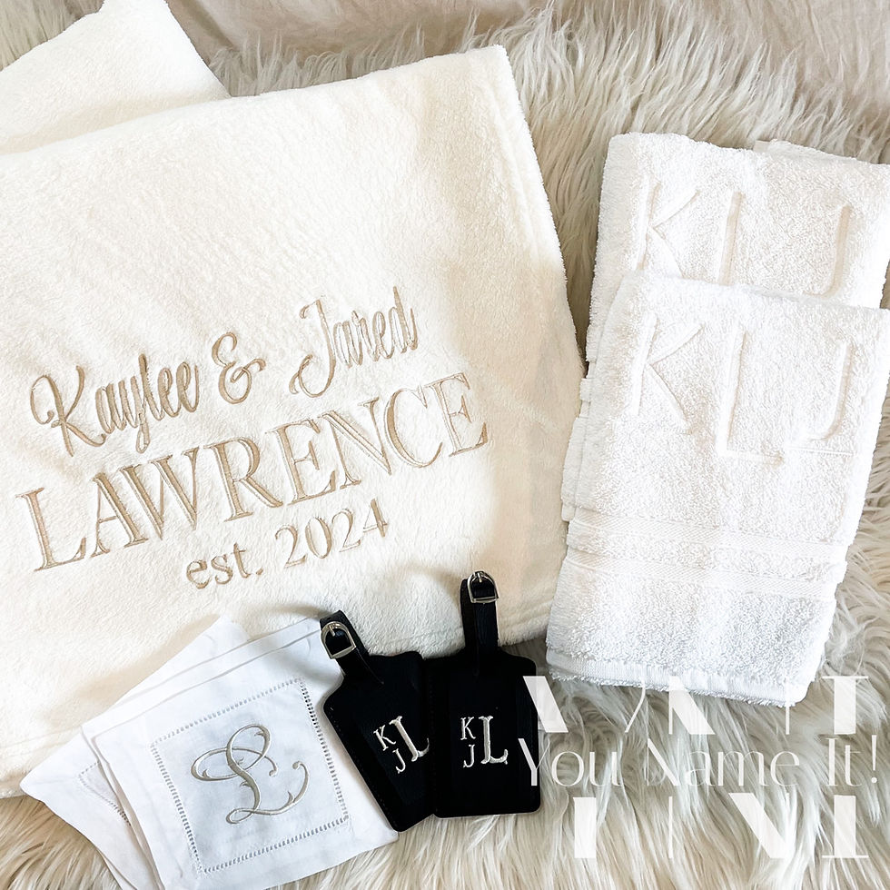 Wedding Anniversary Gift Set (Blanket, Coasters, Luggage Tags, Hand Towels)
