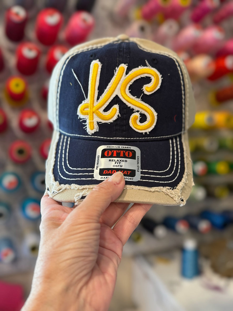Thumbnail: 3D Puff Team or School Hat with frayed fabric (H002) *