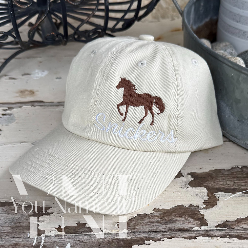 Thumbnail: Horse Motif with Name Embroidered Hat *