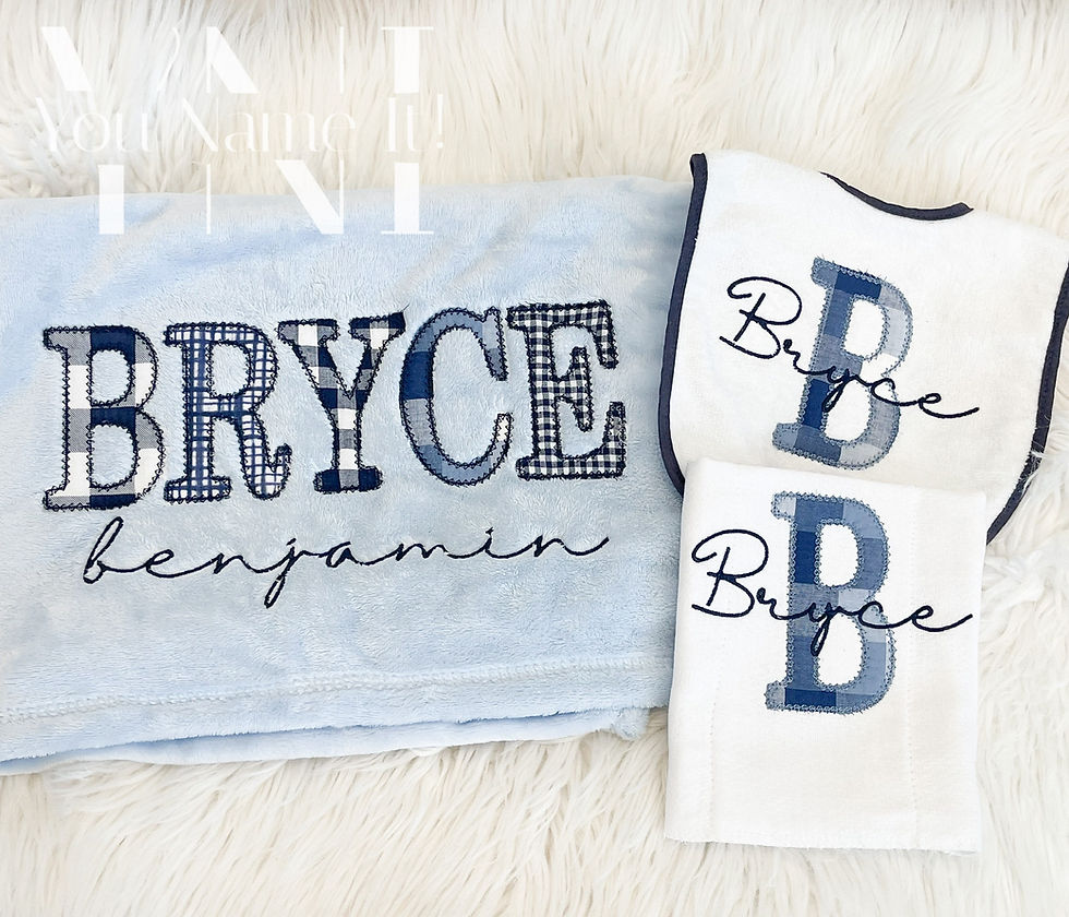 Thumbnail: APPLIQUE (Fabric) Bib and Burp Gift Set