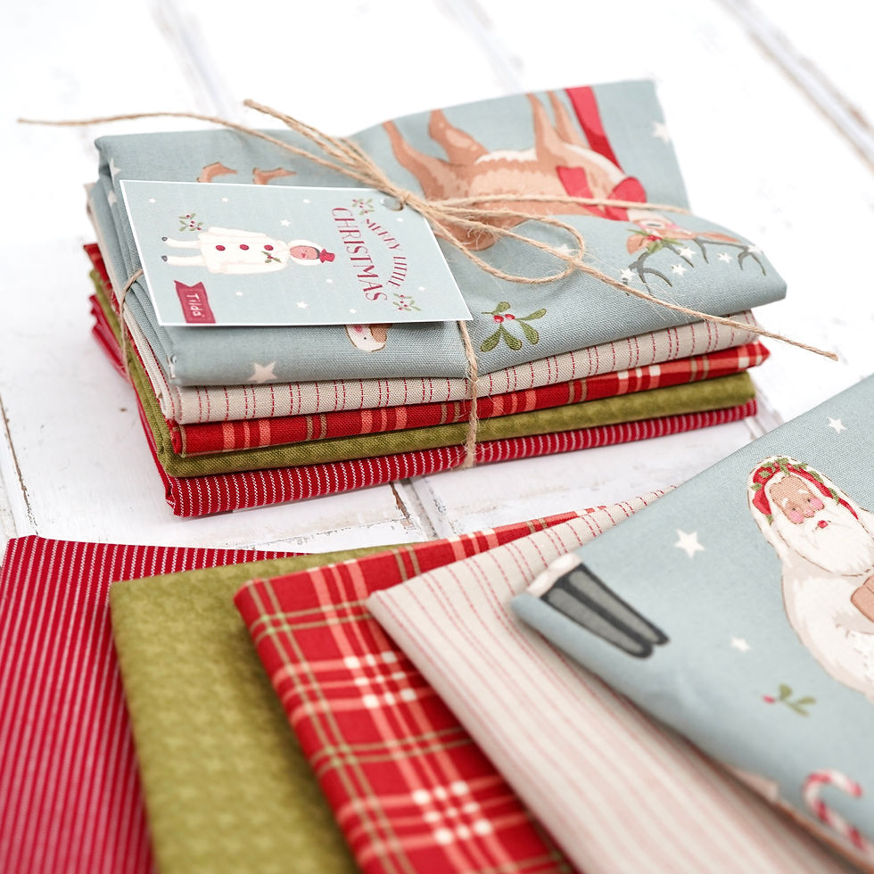 Miniatura: Lote de 5 telas de Navidad Tilda combinadas "Merry Little Christmas" (50x55cm)