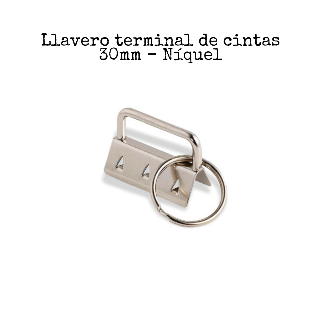Llavero terminal de cintas 30mm en color níquel