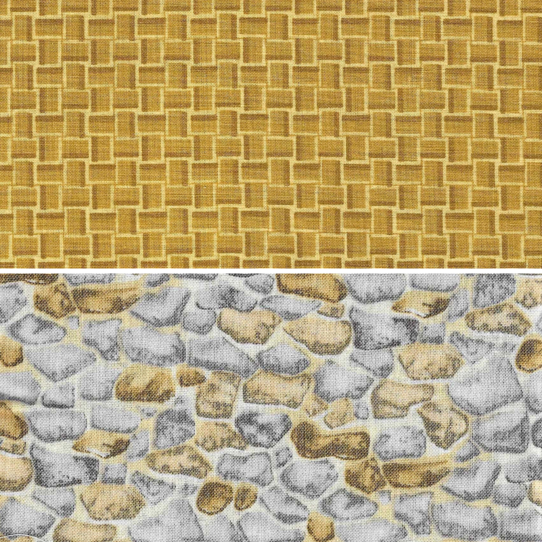 RETALES: Tela con motivos de fachadas - Fat Quarter (50x55cm)