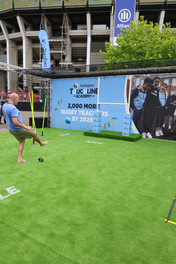 Kicking challenge at rugby fan zone.