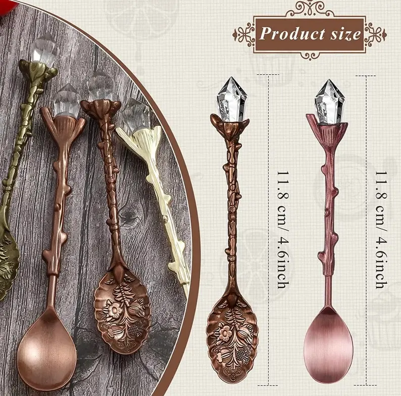 Thumbnail: Tiny Witch Herb Spoon & Velvet Dust | Tea Spoon | Crystal Top Spoon 