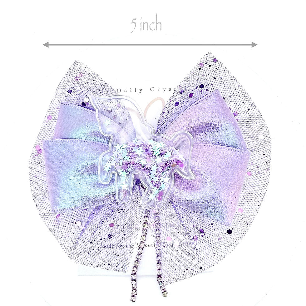 Thumbnail: Purple Unicorn Glitter Shaker Hair Bow & Metallic Scrunchie Set 