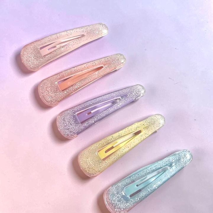 Thumbnail: Glitter Snap Hair Clips for Girls & Women 2 inch Hair Barrettes  Set