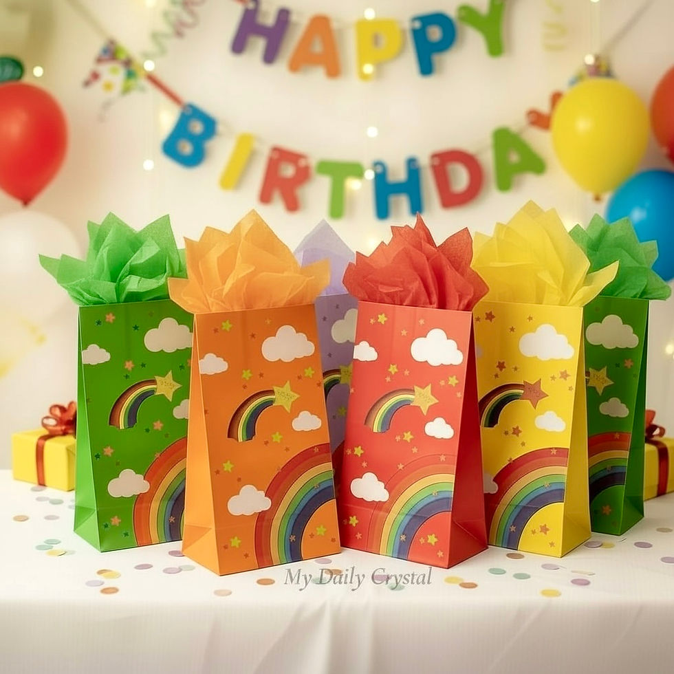 Thumbnail: 24 Pack Rainbow Craft Paper Goodie Bags with Tissue Paper Kids Birthday Favor 