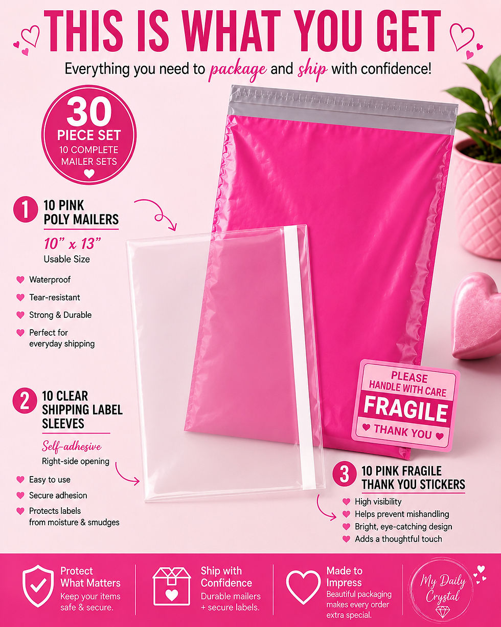 Thumbnail: Pink Shipping Mailer Set 10 x 13 Inch, 30 Piece Package Kit, Poly Mailers