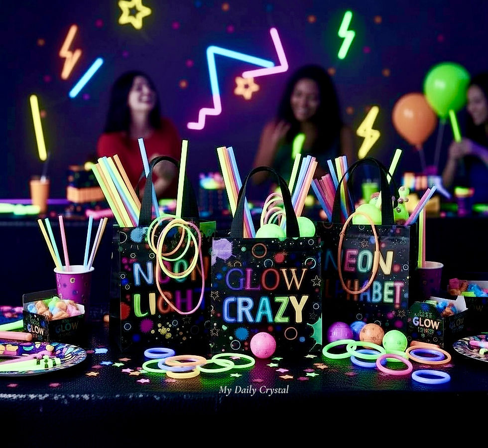 Thumbnail: 16pk. Neon Glow Party Favor Tote Bags 8in. Reusable Goody Birthday Treat Bags