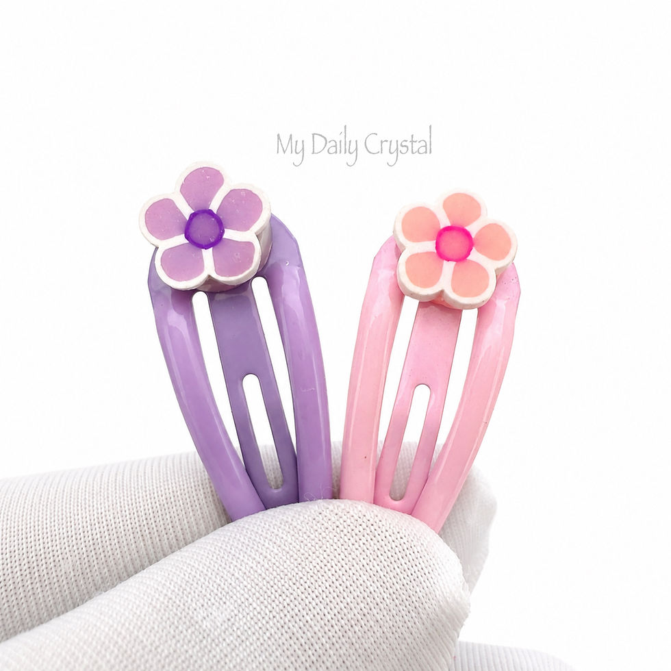 Thumbnail: Girls Flower Snap Clips, Small Glow in the Dark Hair Accessories, Pink Purple 