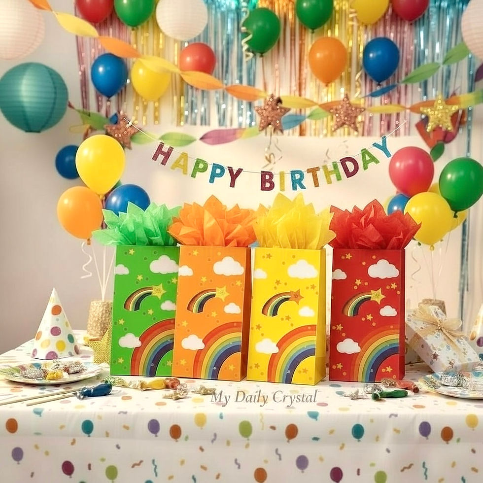 Thumbnail: 24 Pack Rainbow Craft Paper Goodie Bags with Tissue Paper Kids Birthday Favor 