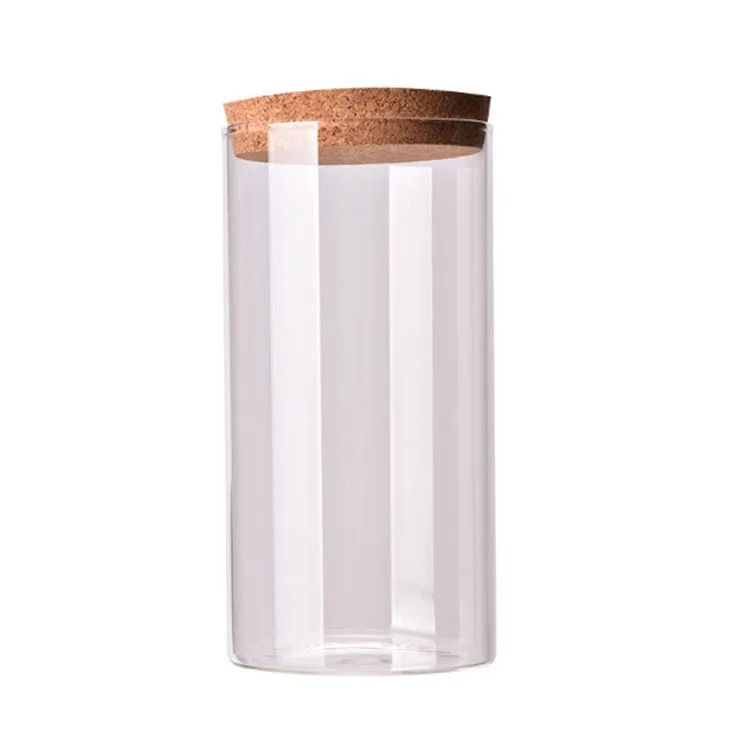 Thumbnail: Glass Storage Jar with Cork Lid – 8" Tall | Single or Set of 2–4 Available