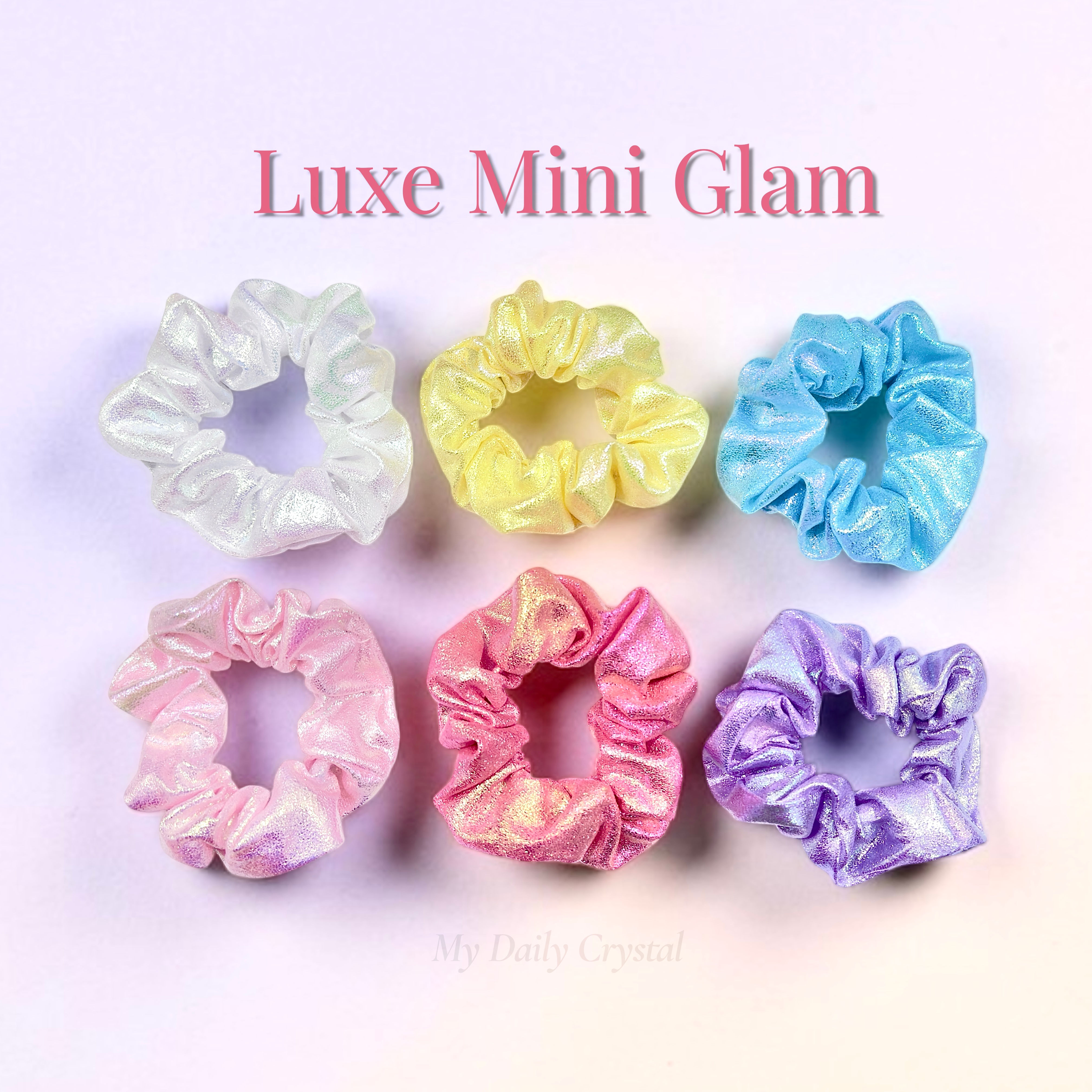 Pastel Shimmer Mini Scrunchies 6 Pack Hair Ties for Girls Women Ponytail Holders