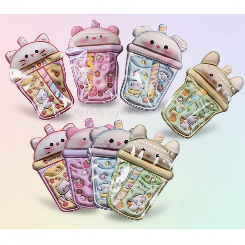 Thumbnail: 30 Pack Kawaii Boba Bears Party Favor Mylar Bags Cute Drink Style Press & Seal 