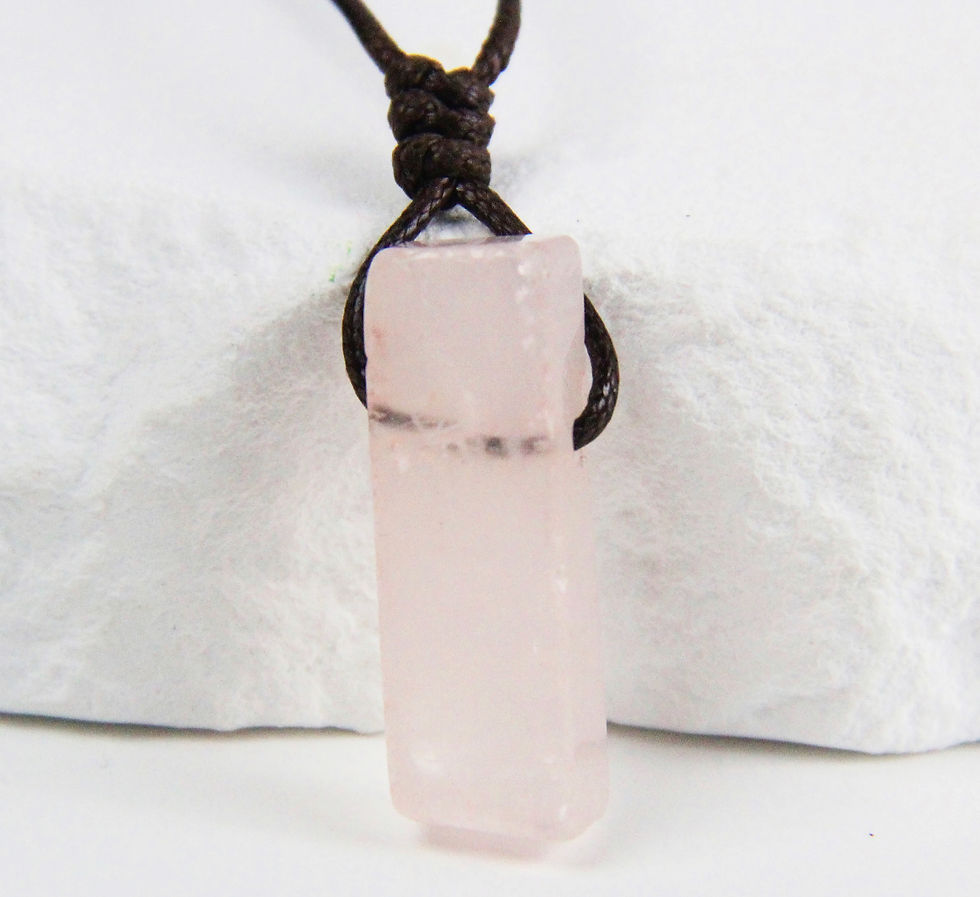 Thumbnail: Knotted Brown Waxed Rope Geometric Colorful Natural Crystal Pendant Necklace 