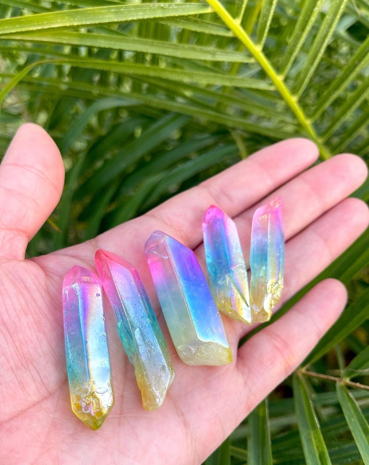 Rainbow Aura Gift Set Velvet Dust Bag & Cleaning Cloth Set | Quartz Crystal 