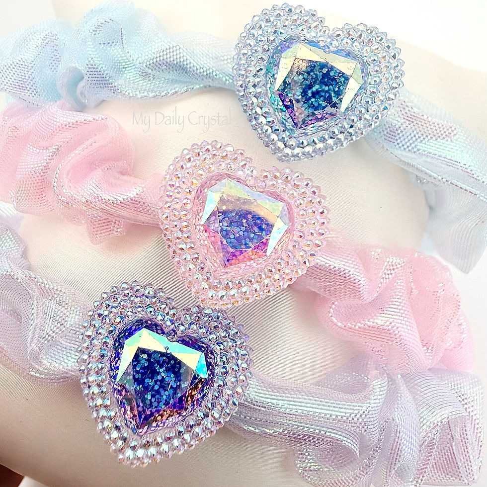Thumbnail: Heart Scrunchies for Girls 3 Pack | Jeweled Heart Hair Ties for Kids Toddlers 
