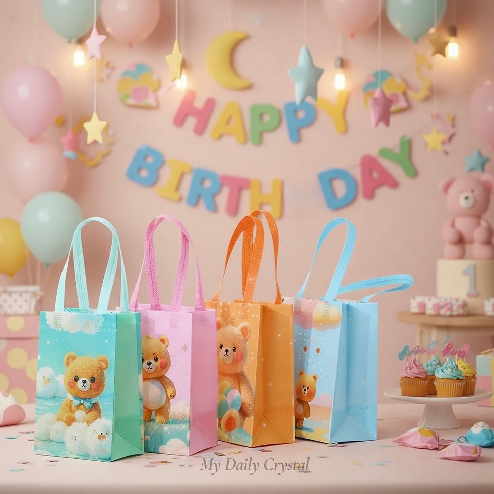 Thumbnail: 24 Pack Teddy Bear Party Favor Bags Pastel Baby Shower Totes My Daily Crystal 