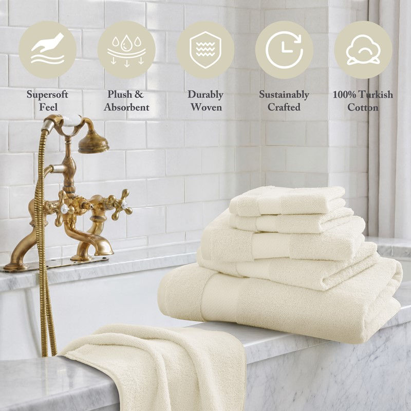 Turkish Cotton 6 Piece Bath Towel Set