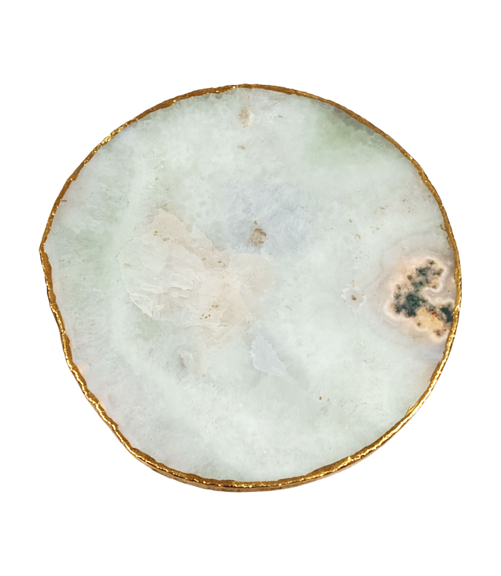 Merritt Brass Trim with Raw Agate Marble Top Accent Table