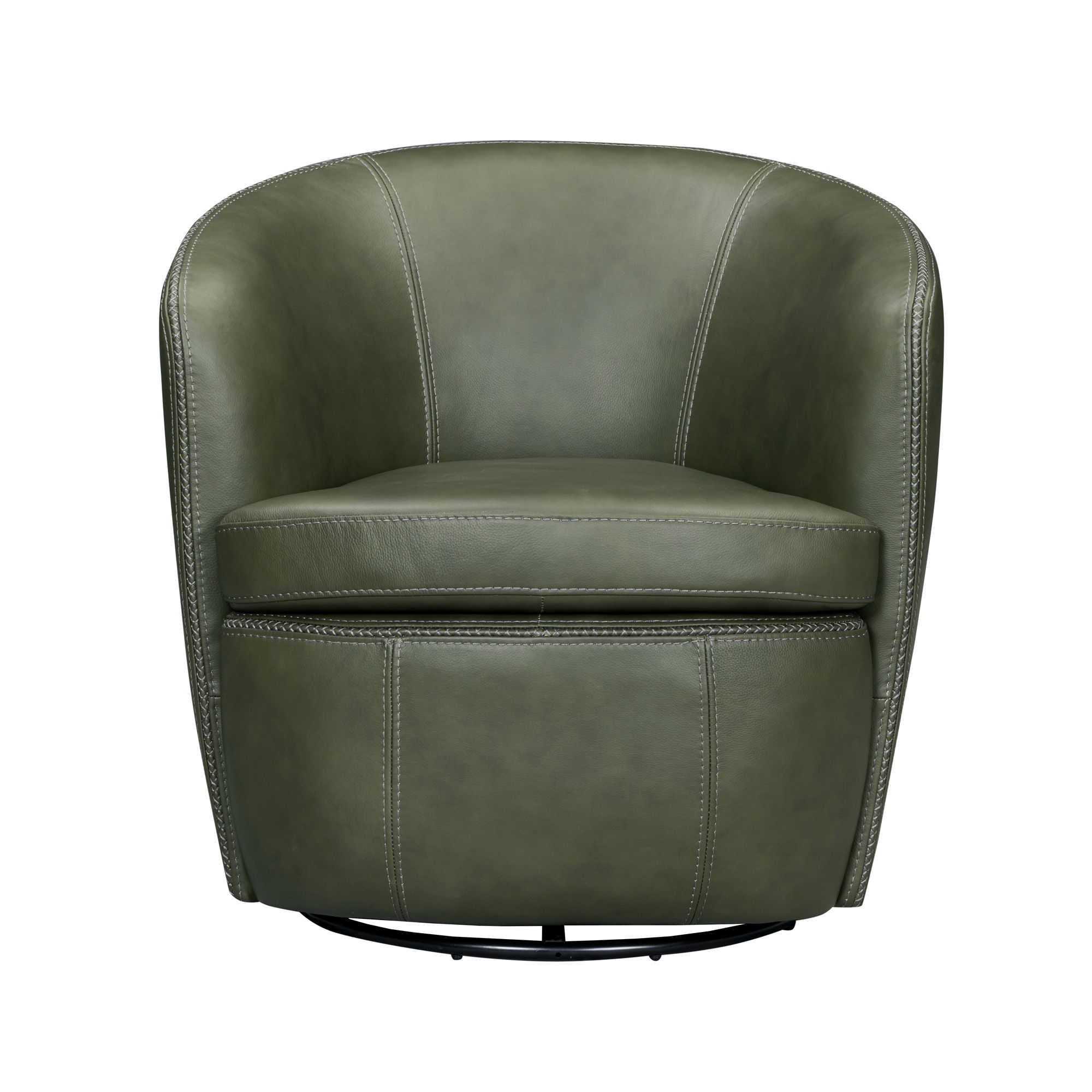 Barrel Full Leather Swivel Accent Chair
