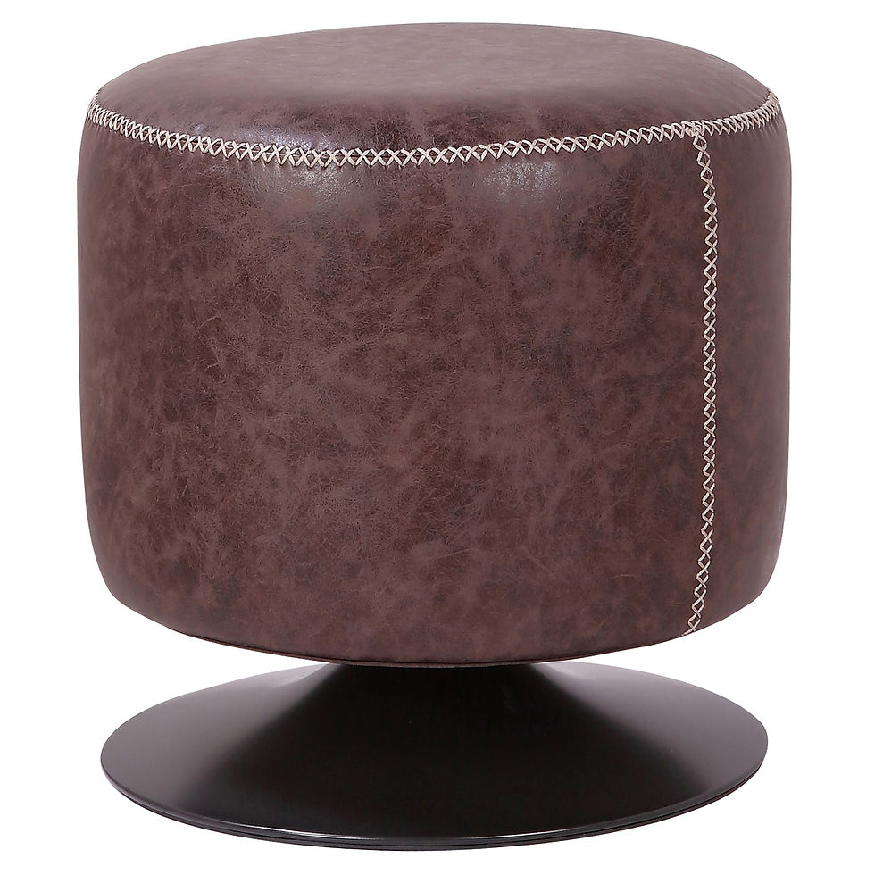 Thumbnail: Gaia Faux Leather Round Swivel Ottoman, Vintage Black