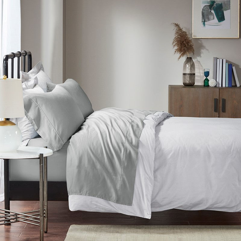 1500 Thread Count Cotton Blend 4 PC Sheet Set /Grey / Queen