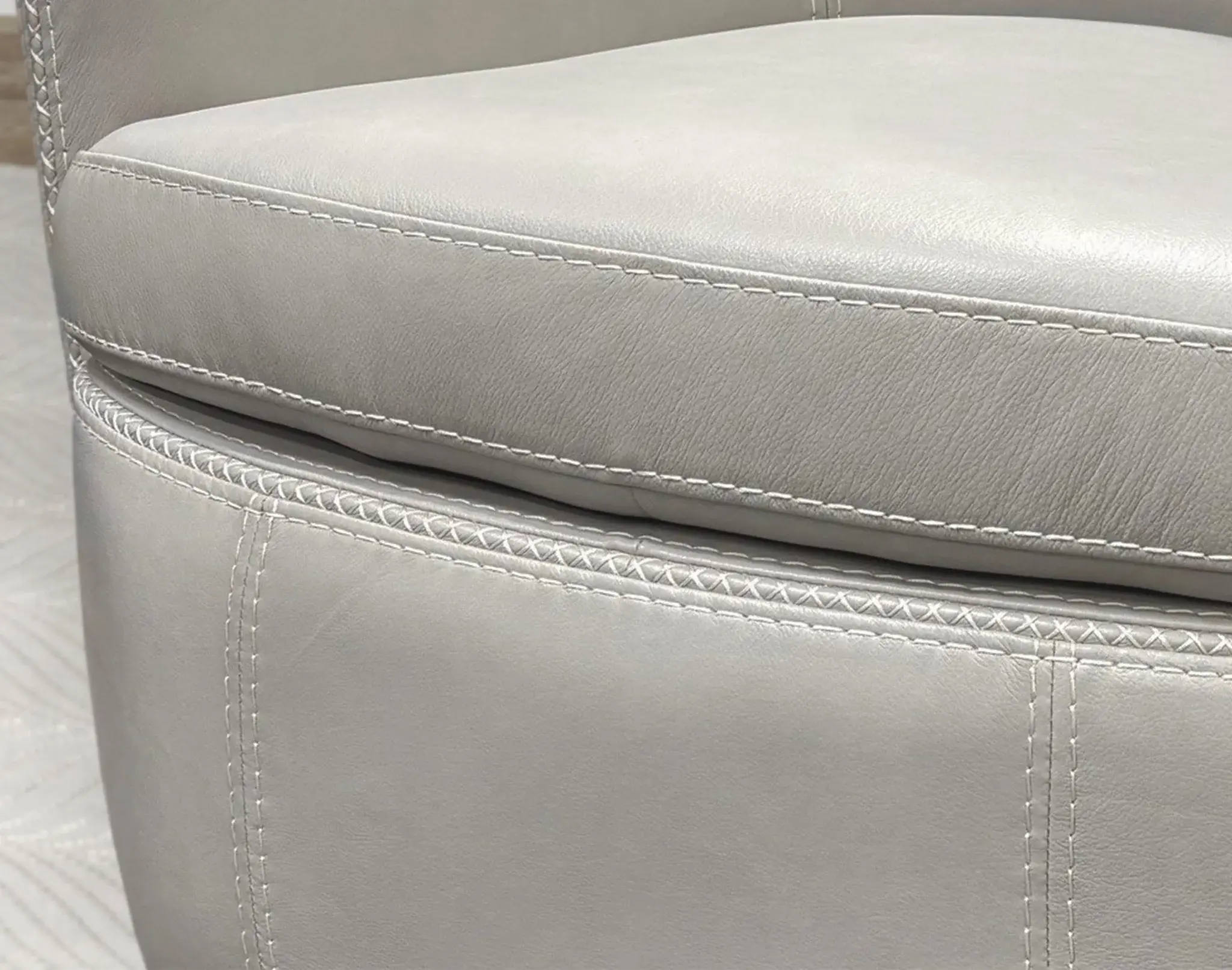Barrel Full Leather Swivel Accent Chair