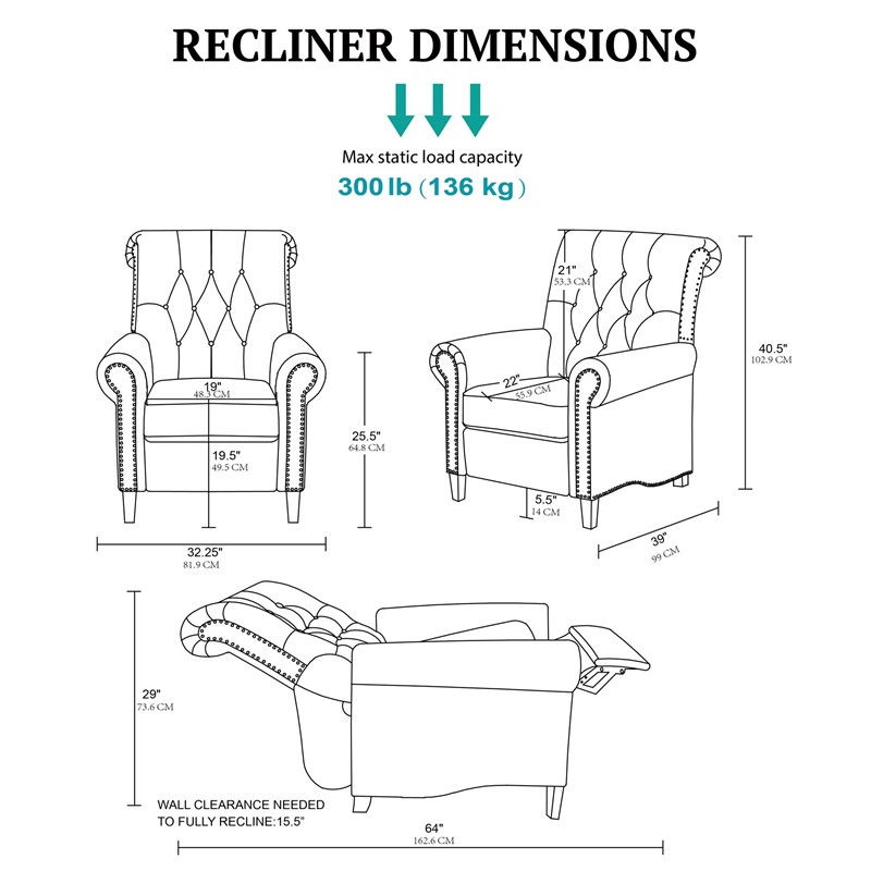 Aidan Push Back High Leg Recliner Chair