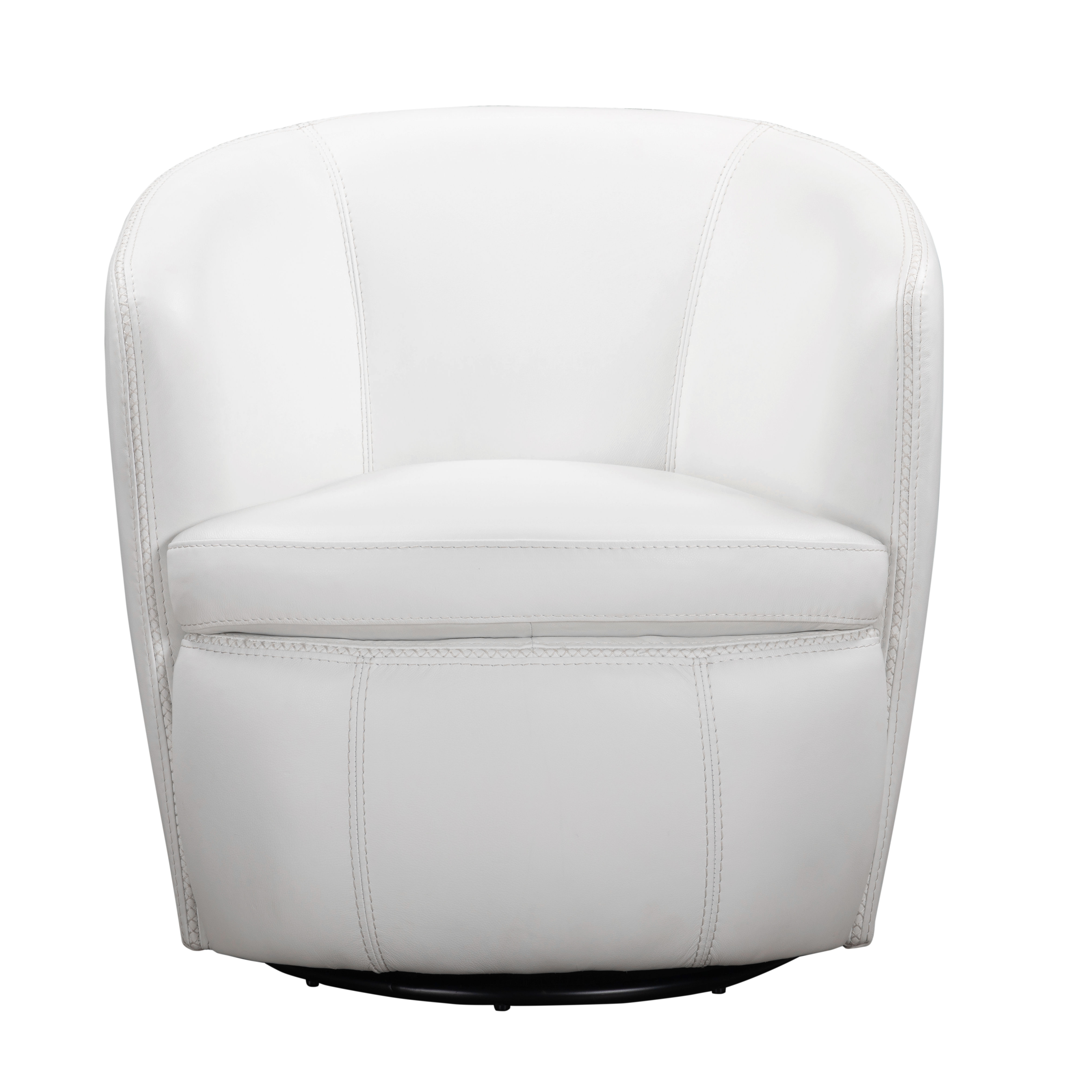Barrel Full Leather Swivel Accent Chair