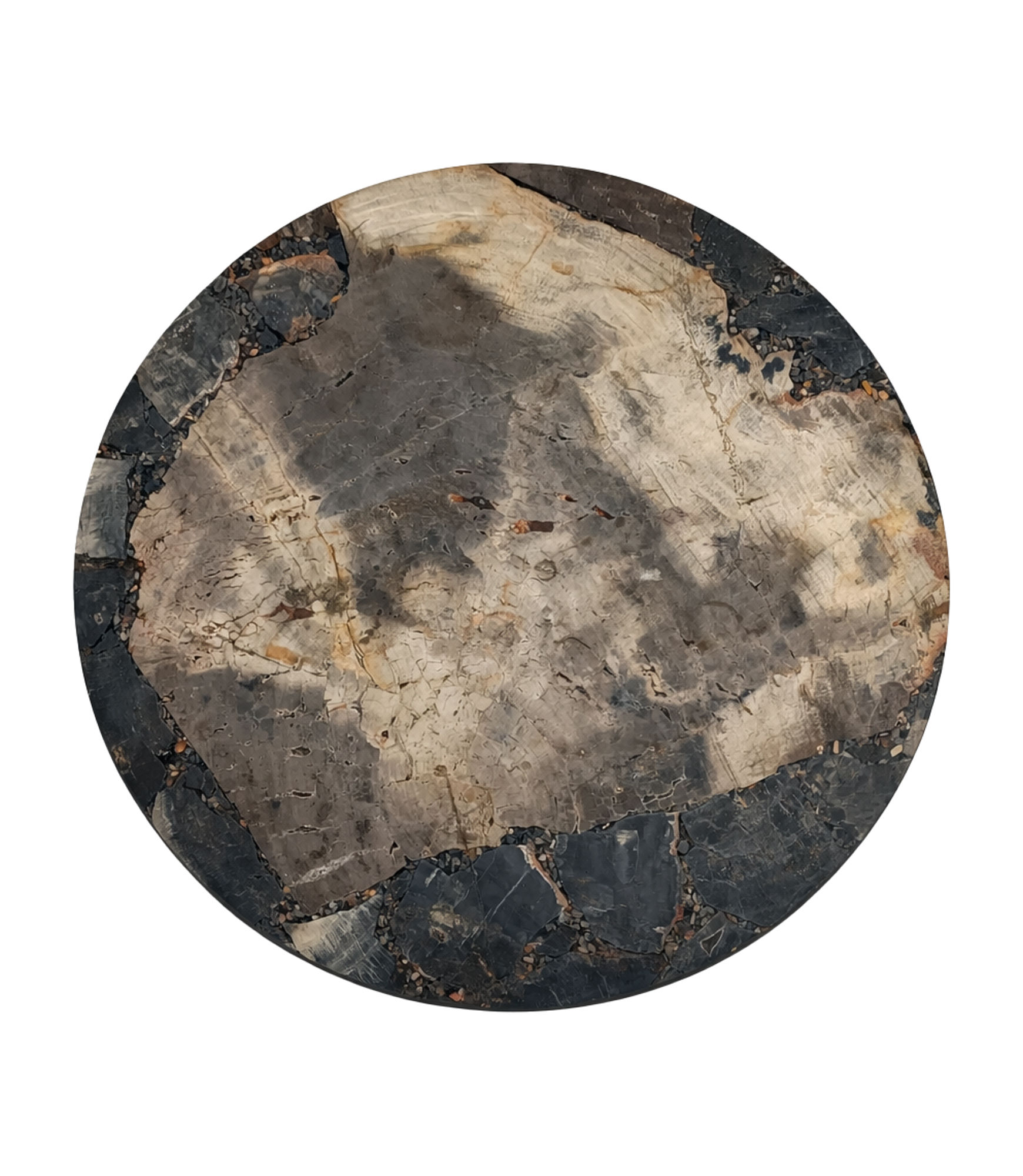 Reeve Petrified Wood Top with Copper Metal Base Accent Table