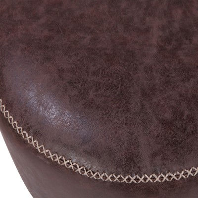 Gaia Faux Leather Round Swivel Ottoman, Vintage Black