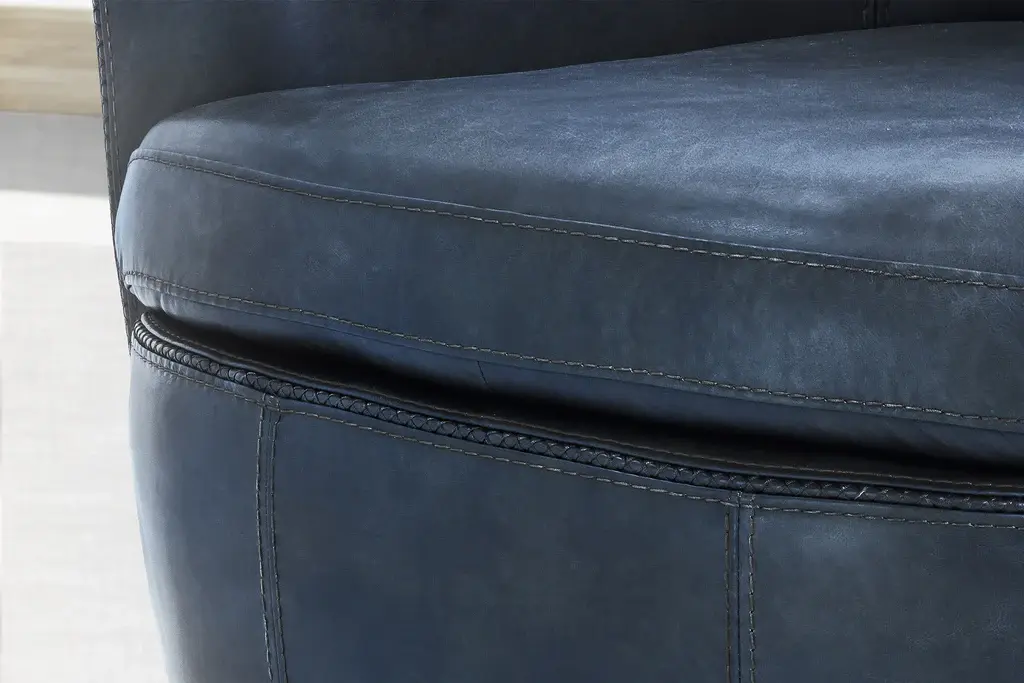 Barrel Full Leather Swivel Accent Chair