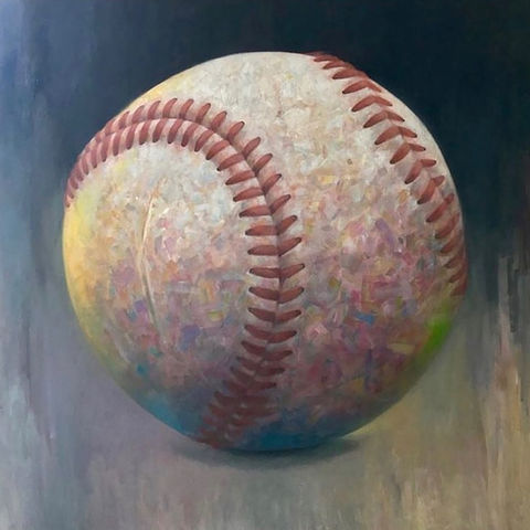 Baseball, multicolored baseball, large painting, Man cave art