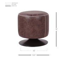 Gaia Faux Leather Round Swivel Ottoman, Vintage Black