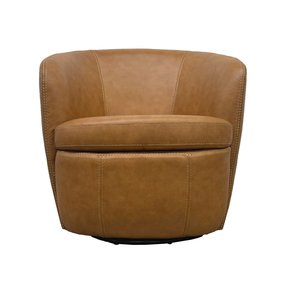 Thumbnail: Barrel Full Leather Swivel Accent Chair