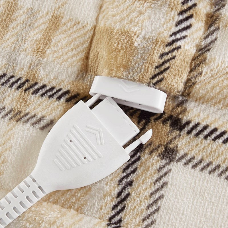 Sherpa Heated Throw/ Tan Plaid