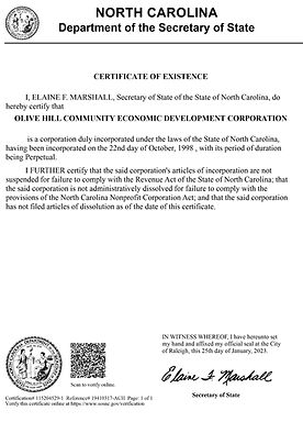 2023 NC Certificate of Existence