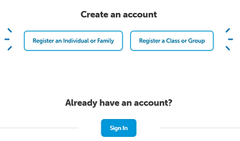 Create an account screen.