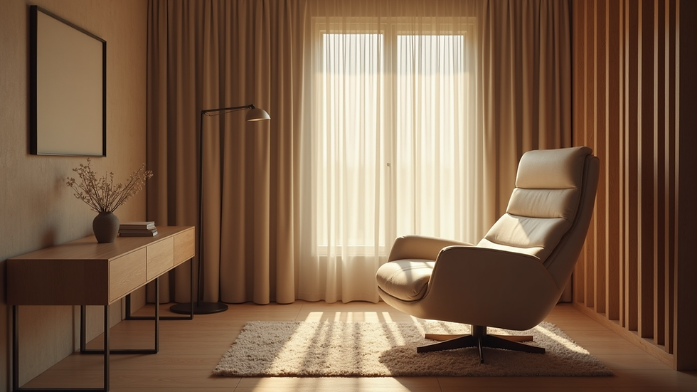 Vue rapprochée d’un cabinet d’hypnothérapie avec fauteuil confortable