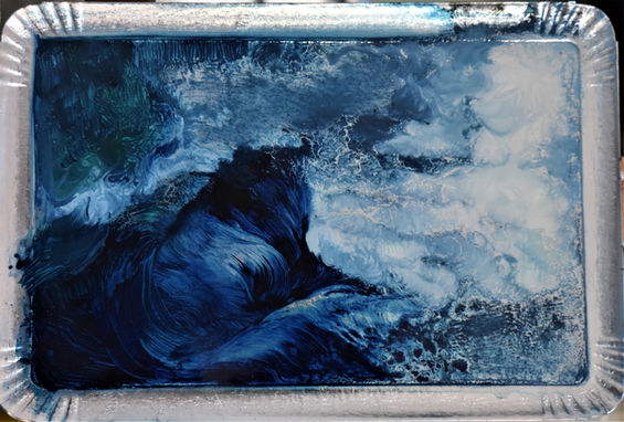 Tempete sur palette huile et résine sur plateau carton 2018 collection V Lamond vendu par