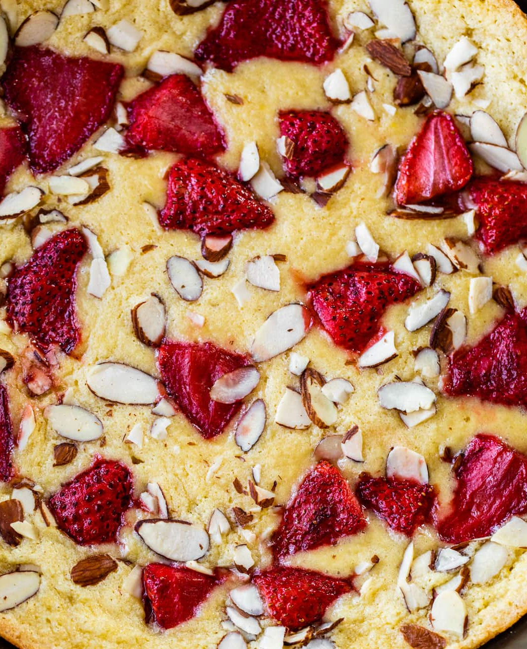 Paella Pan Roasted Strawberry Almond Cake