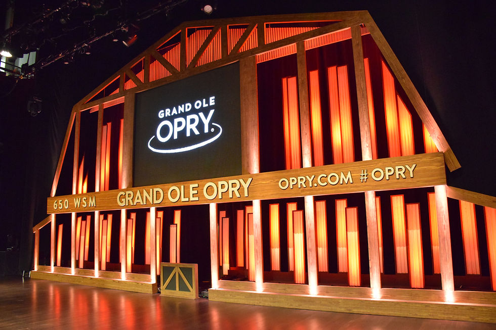 Grand Ole Opry stage and backdrop in Nashville, Tennessee, the venue Tim McGraw, Kix Brooks, and Hank Williams Jr. have never joined as members