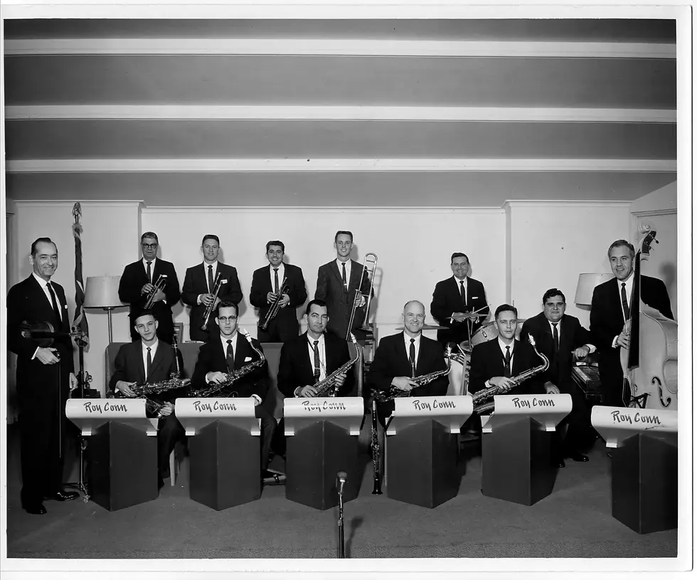 The Roy Conn Orchestra, the big band Peanut Conn led through dances, conventions, and night clubs across central Louisiana after returning from World War II. Photo via SteveConn.com