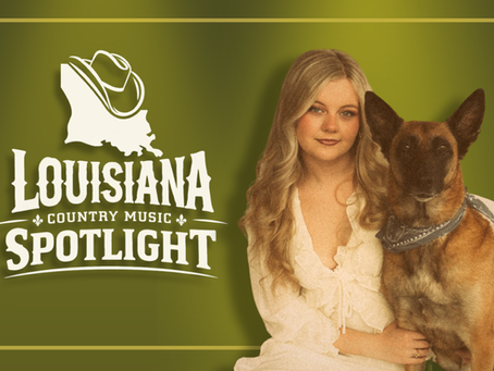 Hadlie Jo with Service Dog Lucy as Louisiana Country Music's April Spotlight of the Month