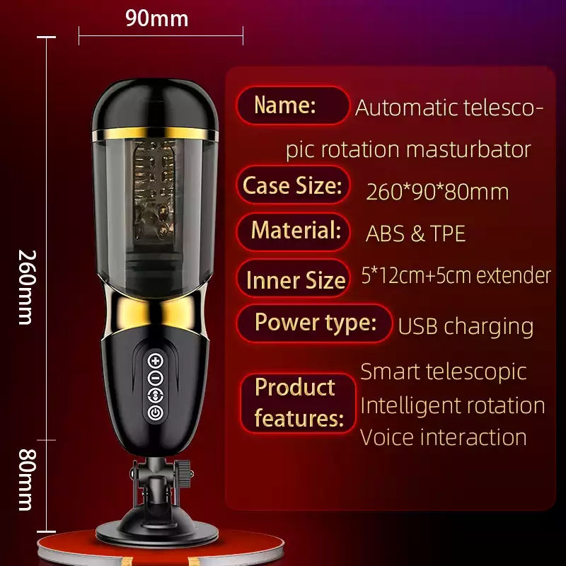 Thumbnail: Automatic Telescopic Rotation Male Masturbator 10*10 modes Silicone vagina real 