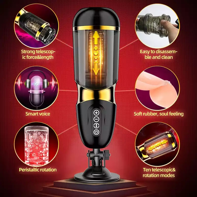 Thumbnail: Automatic Telescopic Rotation Male Masturbator 10*10 modes Silicone vagina real 