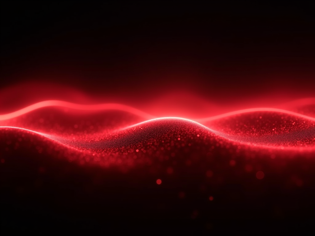 Dynamic neon red energy waves flowing across a deep black background representing emotional release.