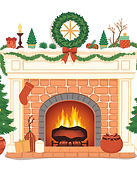 warm welcoming fireplace with Christmas decor across the mantel.jpg